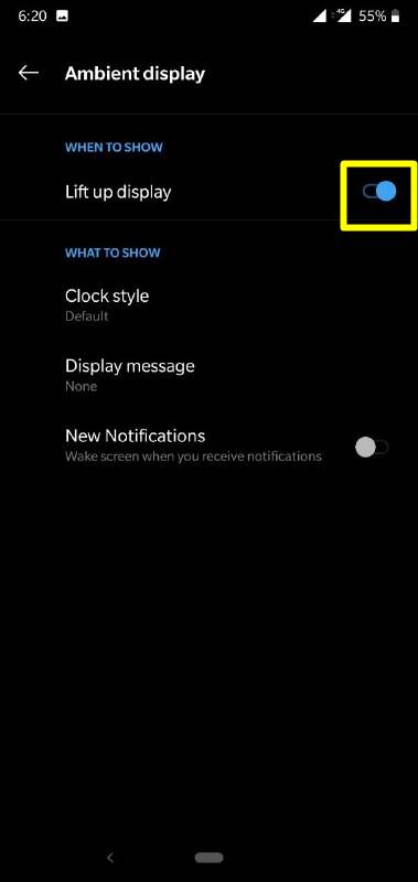 Lift To wake In OnePlus 7 Pro