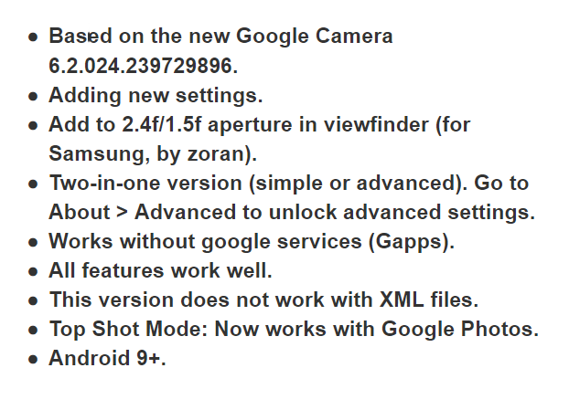 Download Google Camera 6.2 features
