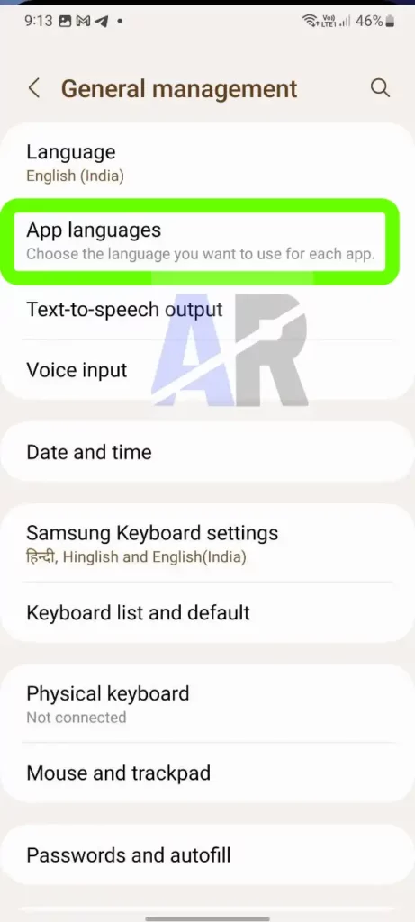 Samsung App language