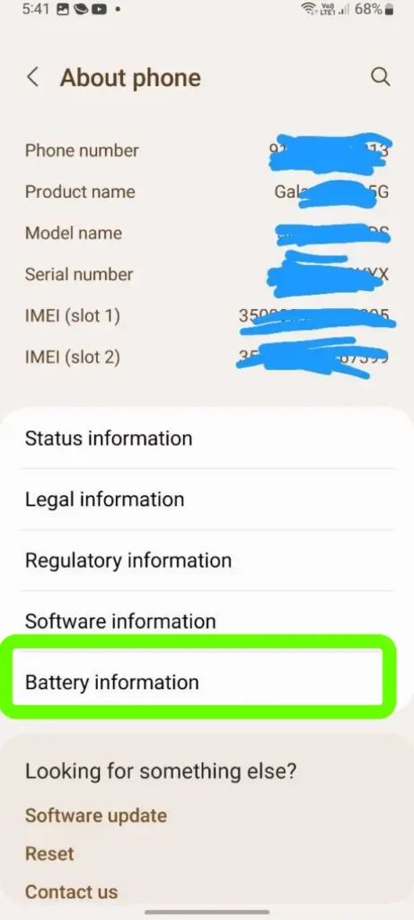 Samsung Battery Information 