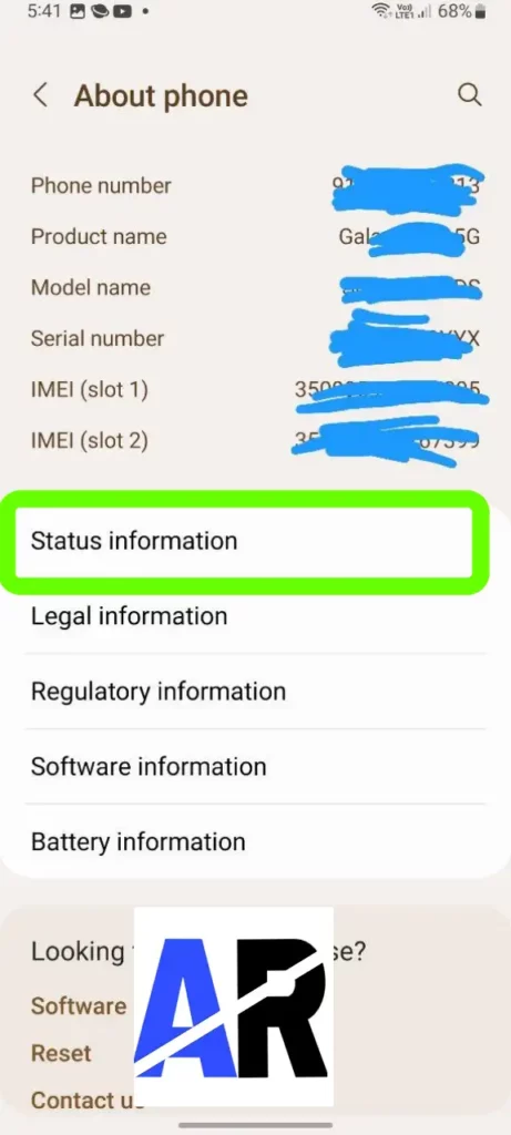 Samsung Status Information