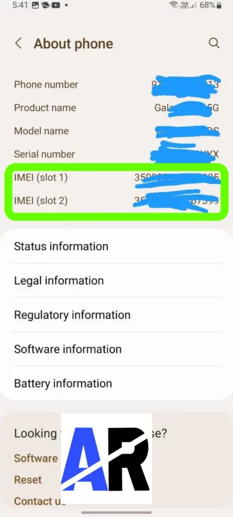Samsung IMEI number