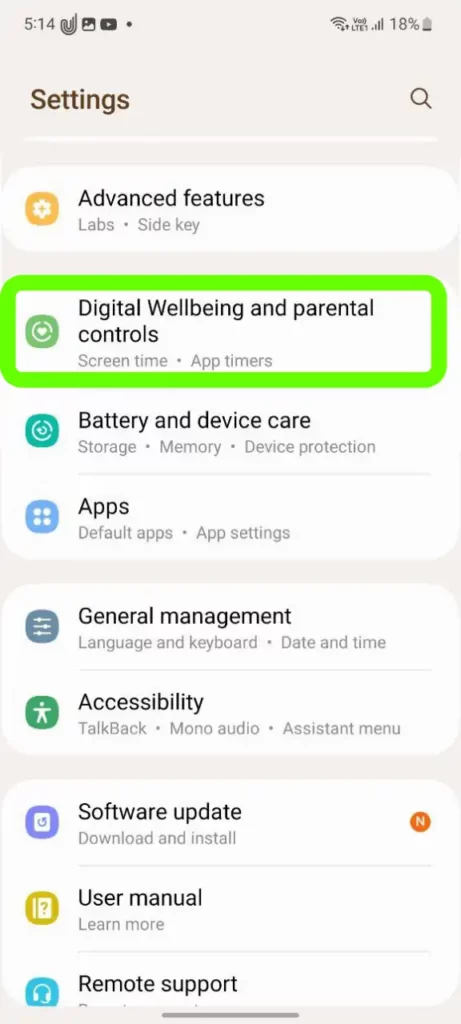 Digital Wellbeing and parental control